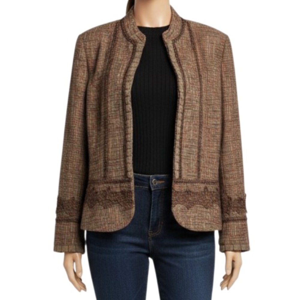 Coldwater Creek Tweed Jacket Womens PS Petite Small Lace Vintage Cottagecore